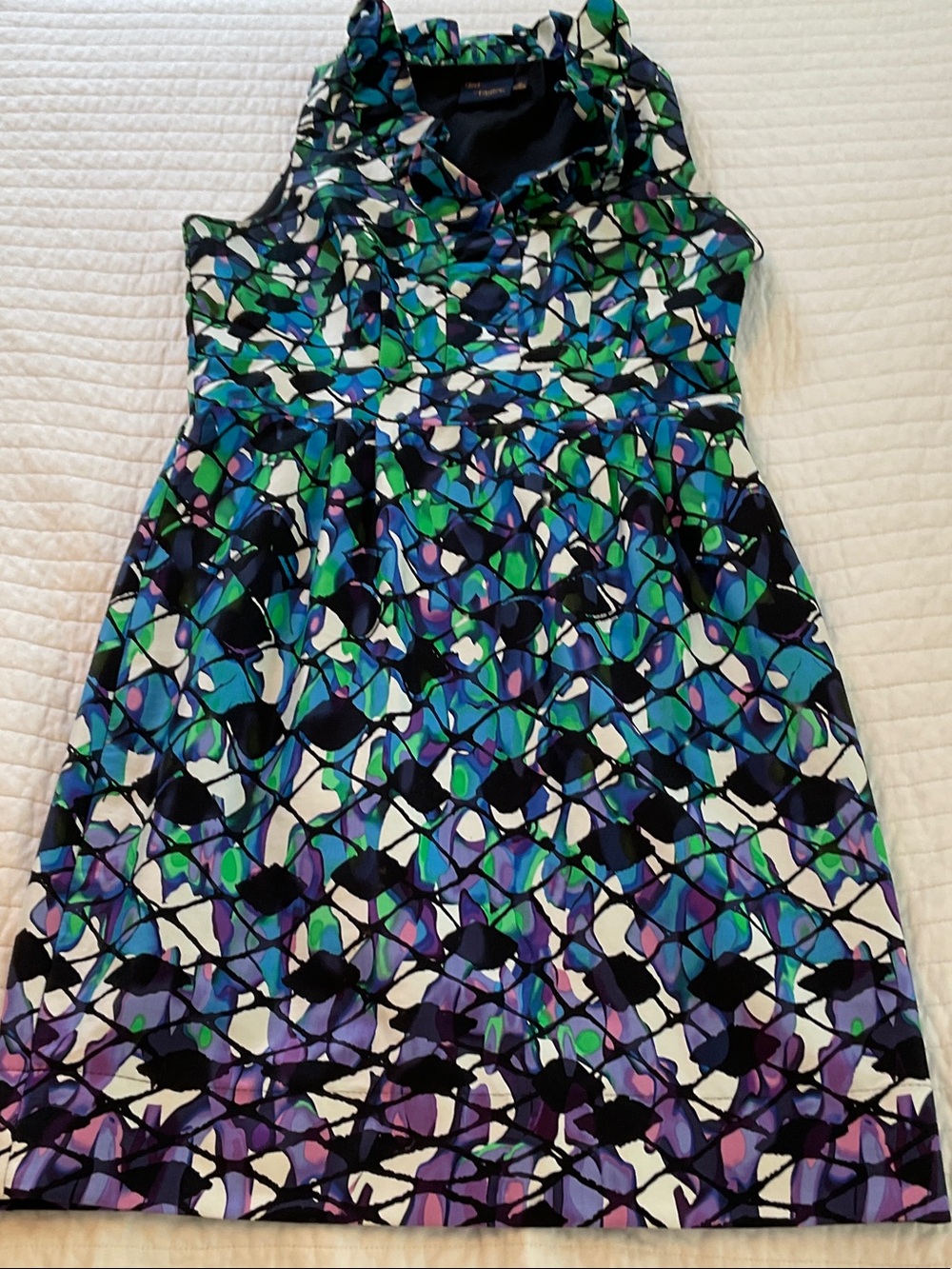 Just Taylor Size 10 Watercolor Abstract Ruffled Dress.